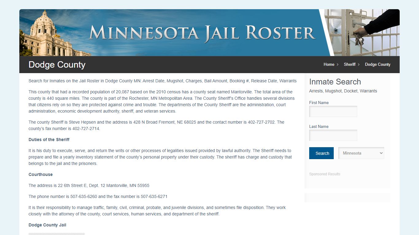 Dodge County | Jail Roster Search
